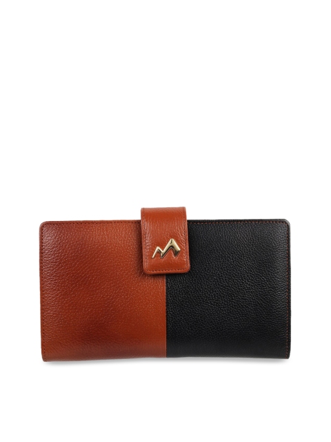 

Metro Tan Brown & Black Colourblocked Leather Purse Clutches
