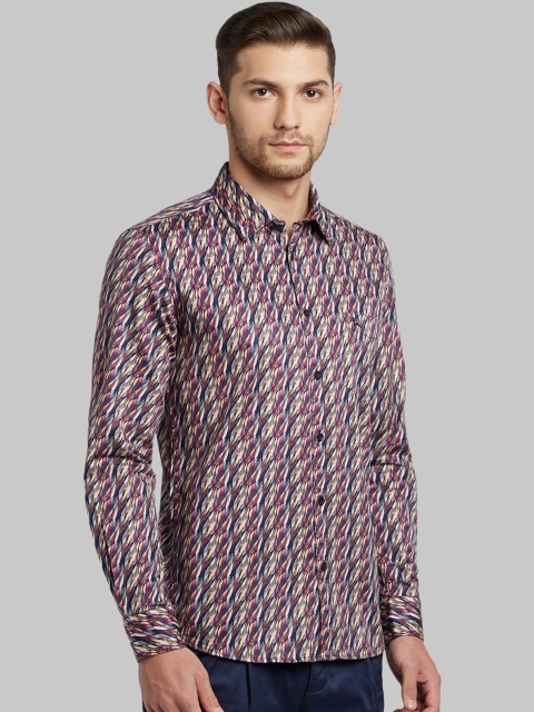 

Parx Men Red & Blue Slim Fit Printed Casual Shirt