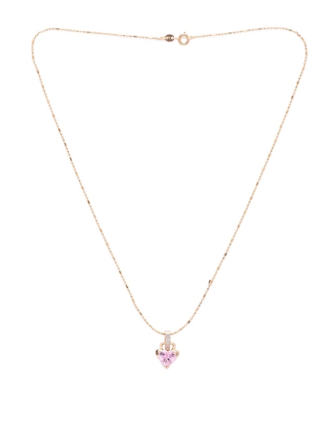 

Globus Gold-Plated & Pink CZ Studded Minimal Necklace