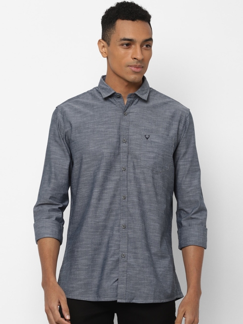 Solly Jeans Co. Men Grey Melange Regular Fit Solid Casual Shirt