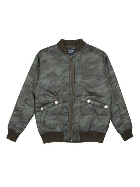 

Cherokee Boys Olive Green Camouflage Printed Bomber Jacket