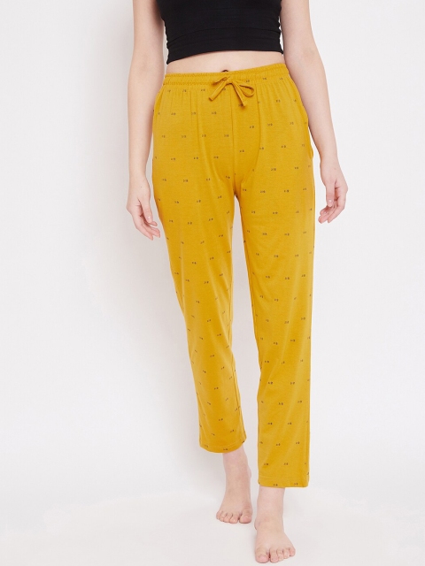 

Okane Women Mustard Yellow Printed Comfort Fit Lounge Pants