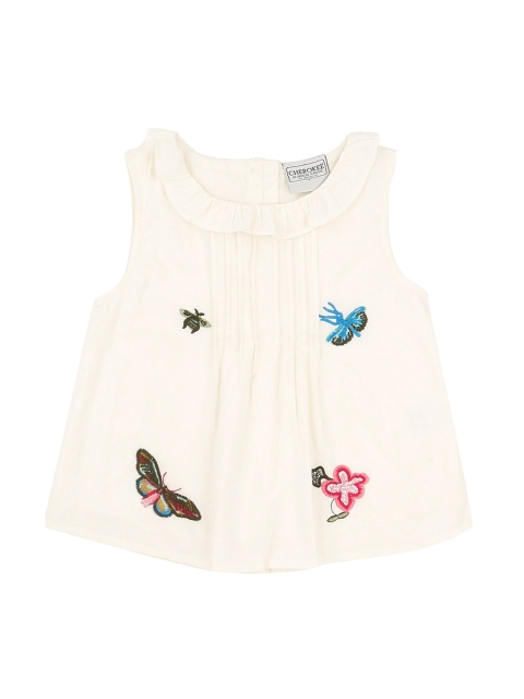 

Cherokee Girls Off-White Embroidered Top