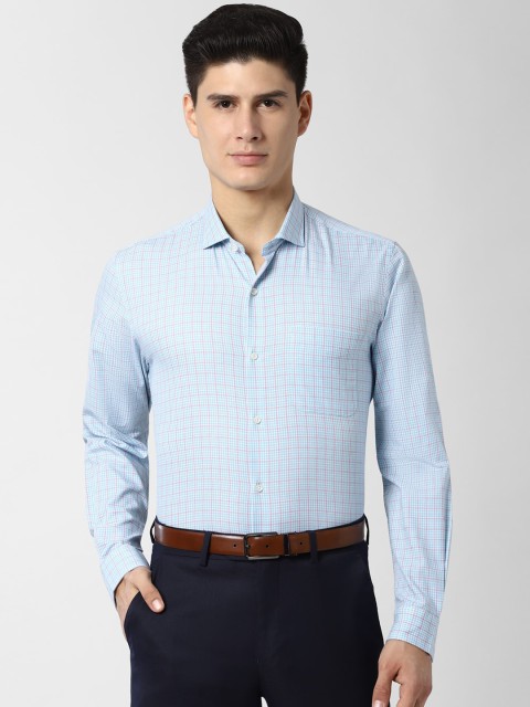 

Peter England Men Blue Slim Fit Checked Formal Shirt