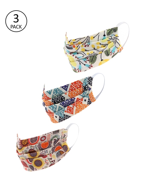 

LEGAL BRIBE Women Pack of 3 Multicoloured 3-Ply Printed Cotton Mask, Multi