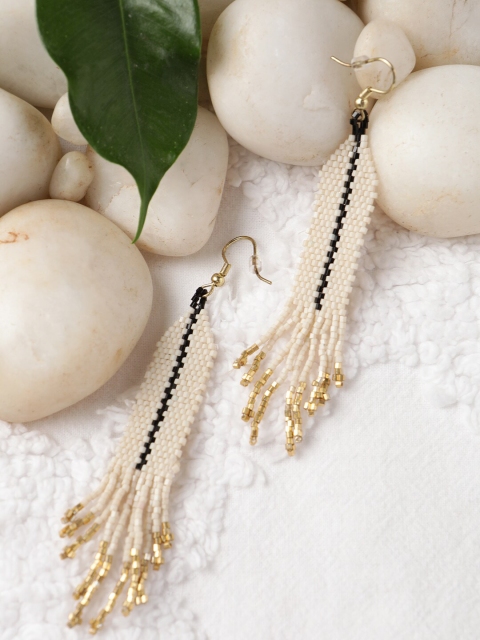 

STREET 9 Cream-Coloured & Black Classic Drop Earrings