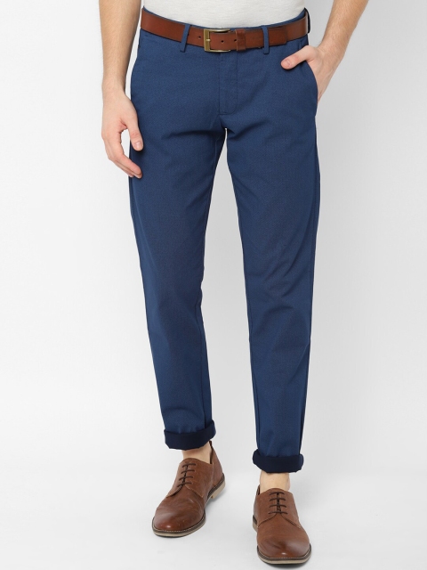 

Allen Solly Men Navy Blue Slim Fit Printed Regular Trousers