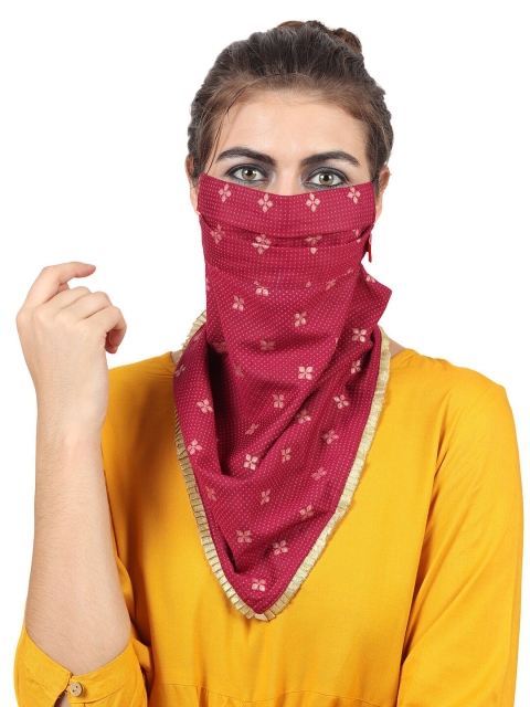 

Swiss Design Women Maroon Printed 2-Ply Reusable Scarf Style Mask