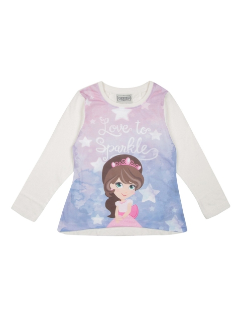 

Cherokee Girls White & Pink Printed A-Line Top