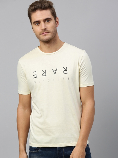

RARE RABBIT Men Yellow Printed Round Neck T-shirt