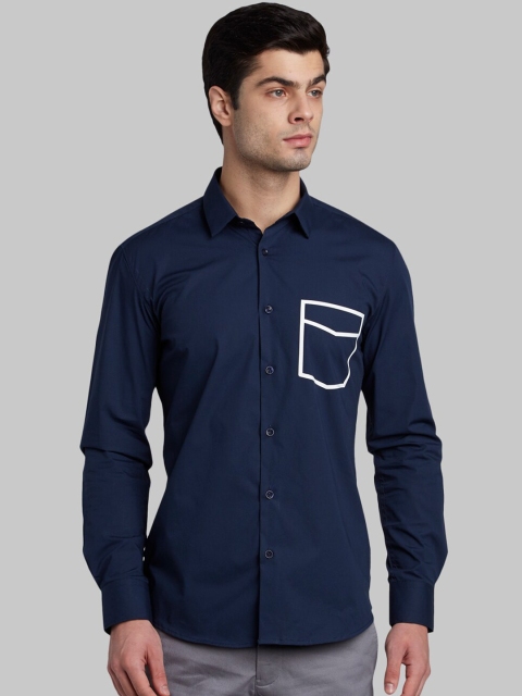 

Parx Men Blue Slim Fit Solid Casual Shirt