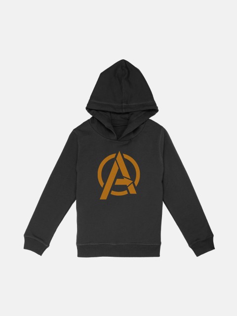 

Kids Ville Boys Black & Brown Avengers Printed Hooded Sweatshirt