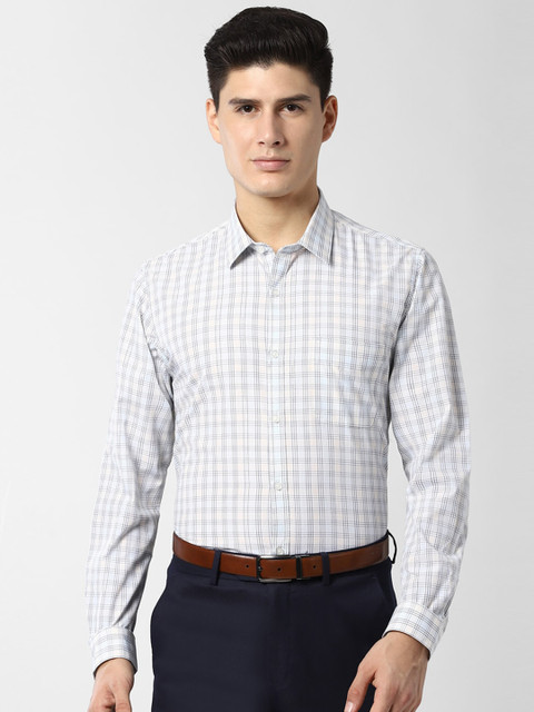 

Peter England Men White & Yellow Slim Fit Checked Formal Shirt
