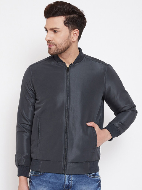 

Spirit Men Charcoal Grey Solid Windcheater Bomber