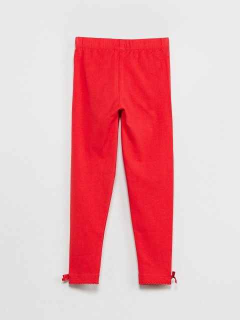 

max Girls Red Solid Ankle-Length Leggings