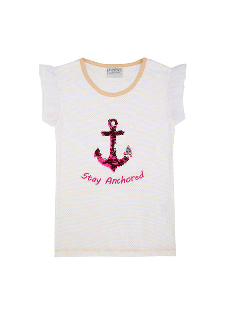 

Cherokee Girls White Embellished Pure Cotton Top