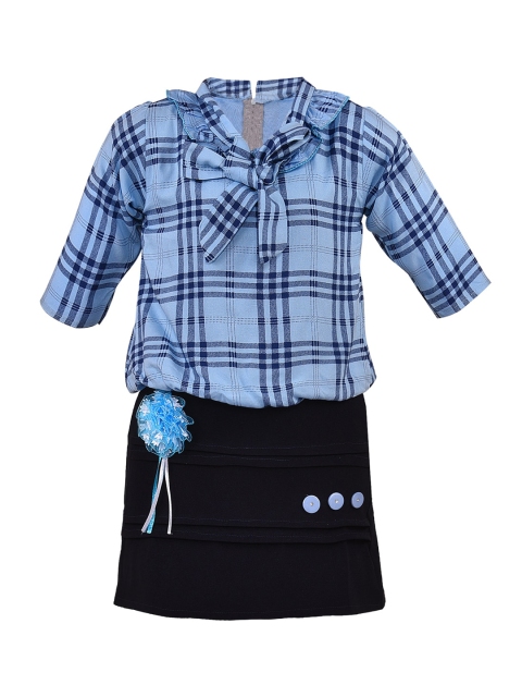 

Wish Karo Girls Blue Checked Blouson Dress