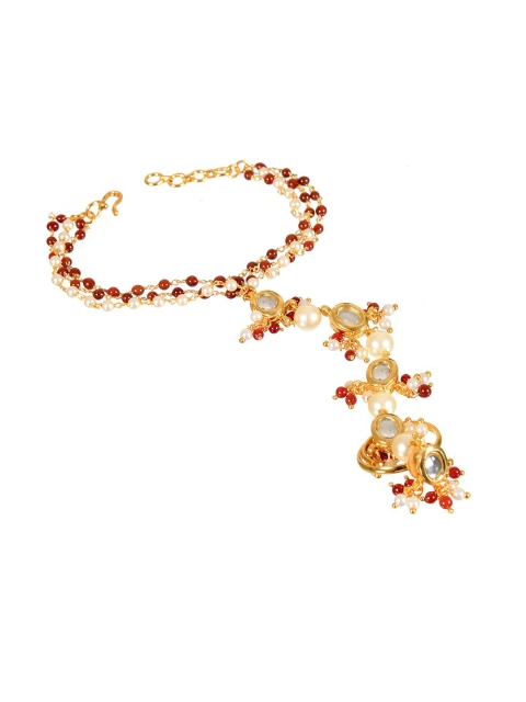 

INDYA Red & Gold-Plated Kundan Armlet Bracelet