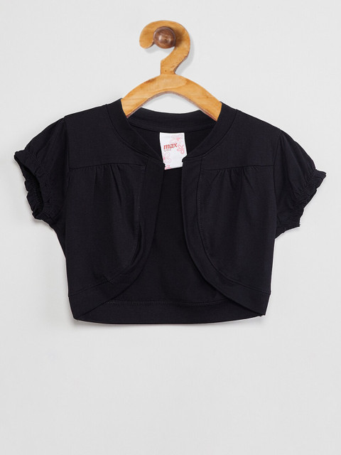 

max Girls Black Solid Open Front Shrug