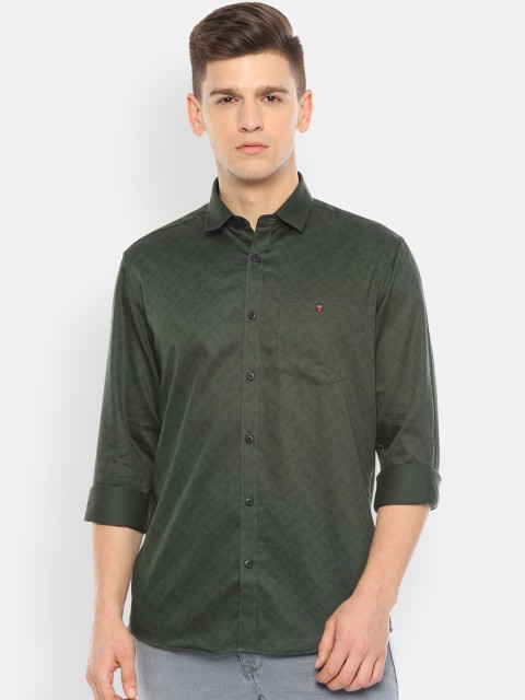 

Louis Philippe Jeans Men Olive Green Slim Fit Printed Casual Shirt