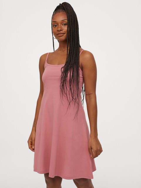 

H&M Women Pink Solid Sleeveless Jersey Dress