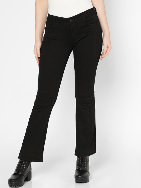 

Deal Jeans Women Black Flared Mid-Rise Clean Look Jeans