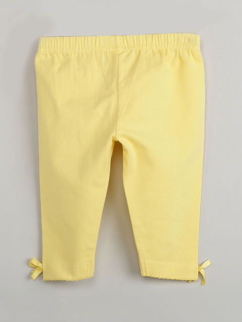 

max Infant Girls Yellow Solid Ankle-Length Leggings