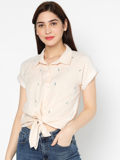 

Deal Jeans Women Beige Regular Fit Printed Casual Shirt