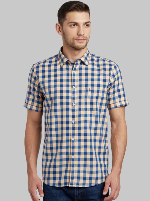 

Parx Men Orange & Blue Slim Fit Checked Casual Shirt