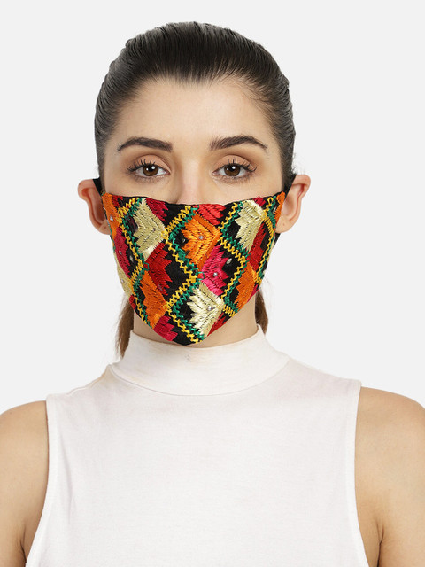 

Anekaant Women Multicoloured Printed Reusable 3-Ply Cloth Mask, Multi