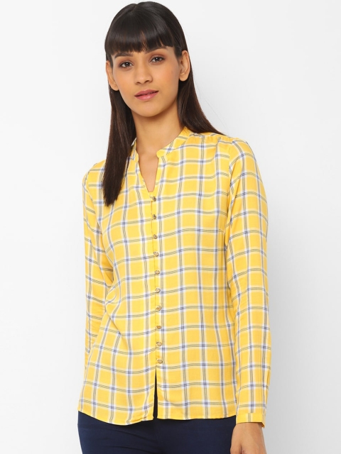 

Allen Solly Women Yellow & Black Slim Fit Checked Casual Shirt
