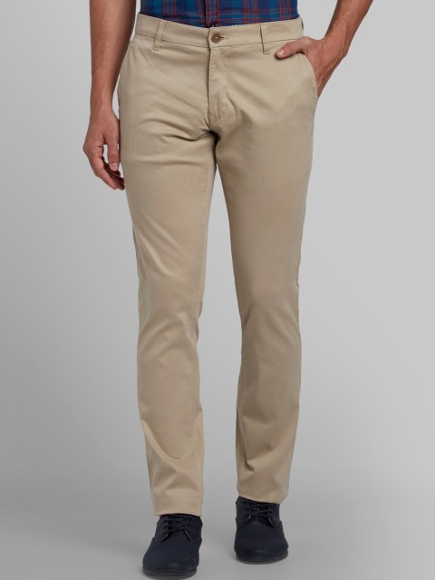 

Parx Men Beige Tapered Fit Printed Regular Trousers