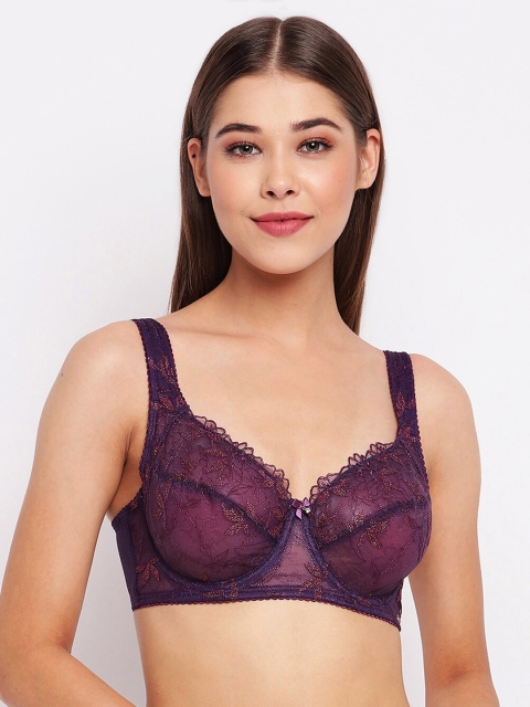 

Enamor Purple Underwired Non Padded High Coverage Balconette Bra F046