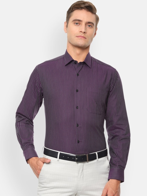 

Louis Philippe Men Purple Slim Fit Striped Formal Shirt