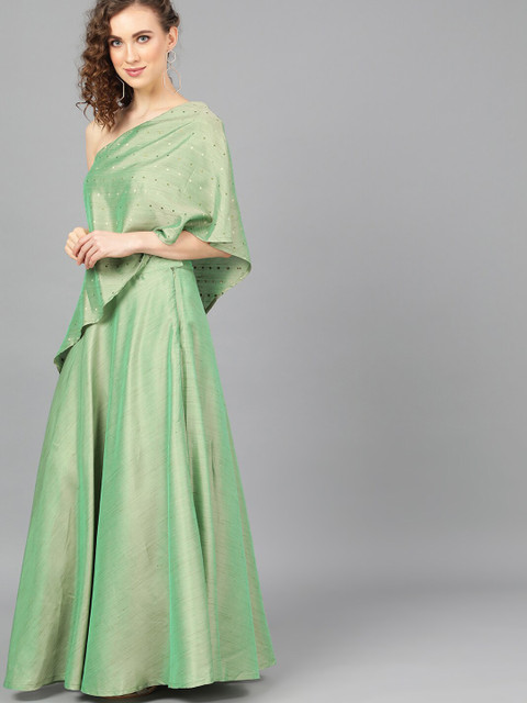 

AKS Green Ready to Wear Lehenga with Cape Blouse