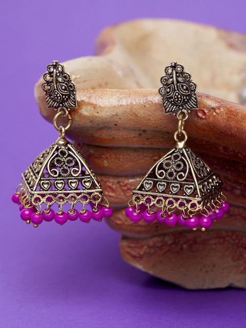 

Stoln Gold-Plated & Purple Classic Jhumkas
