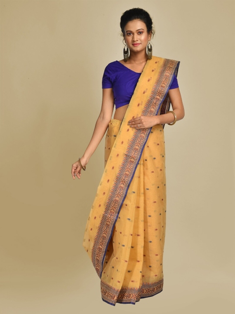 

Mitera Beige & Gold-Toned Pure Cotton Woven Design Taant Saree