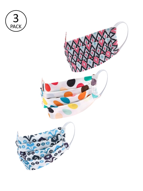 

LEGAL BRIBE Women Pack of 3 Multicoloured 3-Ply Printed Cotton Mask, Multi