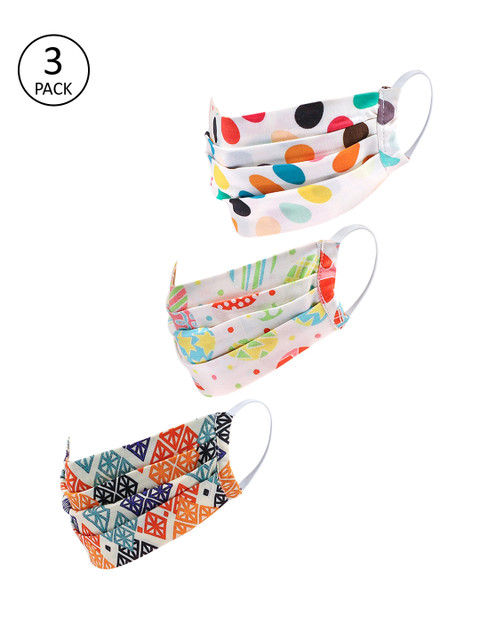 

LEGAL BRIBE Women 3 Pcs 3-Ply Printed Antimicrobial Cotton Masks, Multi