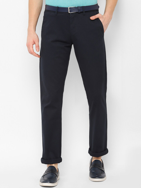 

Allen Solly Men Navy Blue & Charcoal Slim Fit Solid Regular Trousers