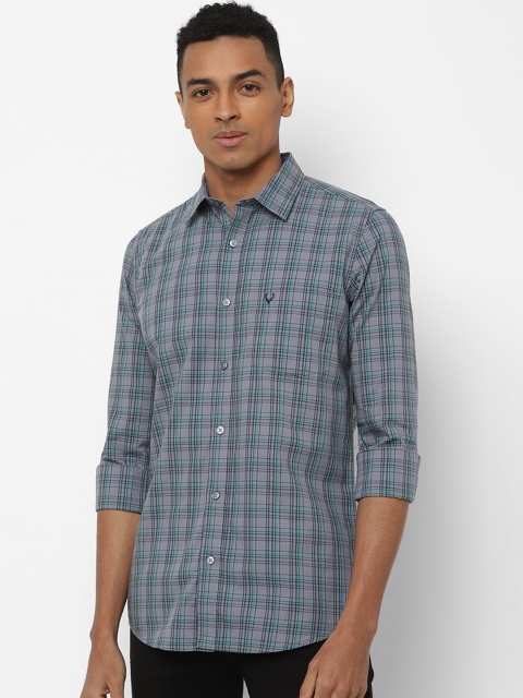 

Allen Solly Men Grey Regular Fit Checked Casual Shirt