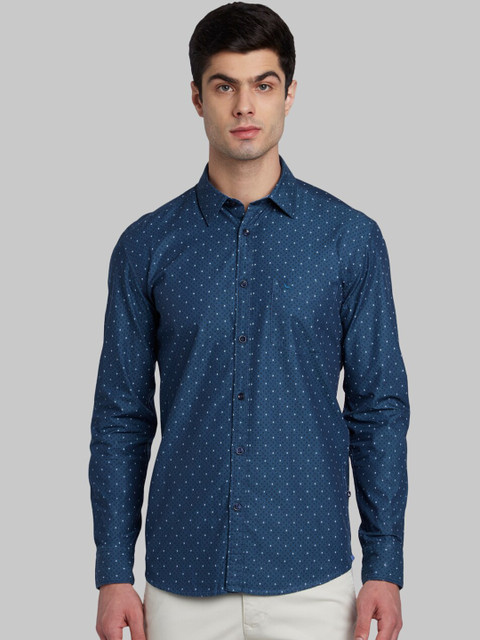 

Parx Men Blue Slim Fit Printed Casual Shirt