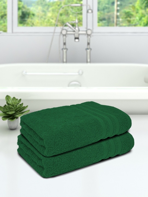 

Athom Trendz Unisex Set of 2 Green Solid 450 GSM Bath Towels
