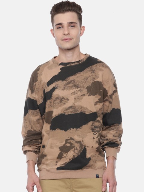 

Breakbounce Men Brown & Black Camouflage Printed Sweatshirt