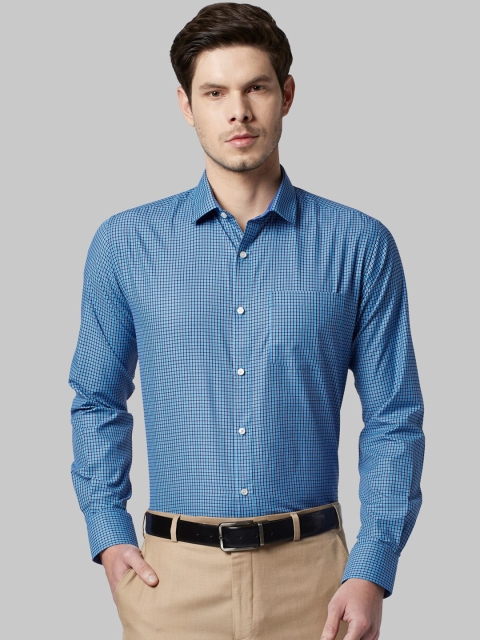 

Park Avenue Men Blue Slim Fit Checked Formal Shirt
