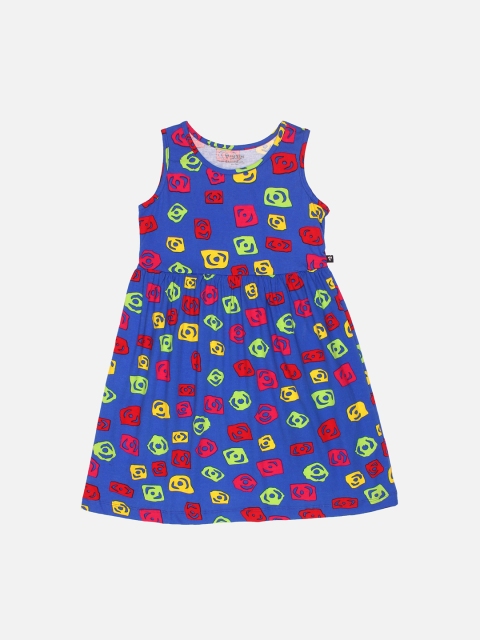 

PROTEENS Girls Blue Printed Fit and Flare Dress