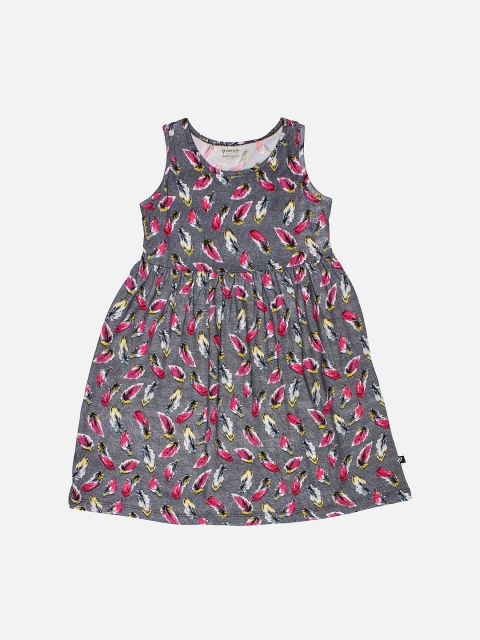 

PROTEENS Girls Grey & Pink Printed Fit and Flare Dress
