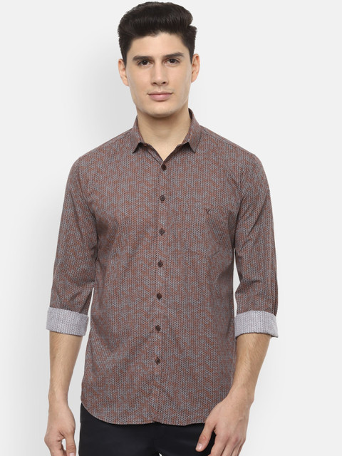 

V Dot Men Brown Regular Fit Printed Casual Shirt