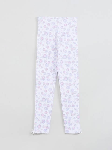 

max Girls White & Pink Printed Ankle-Length Leggings