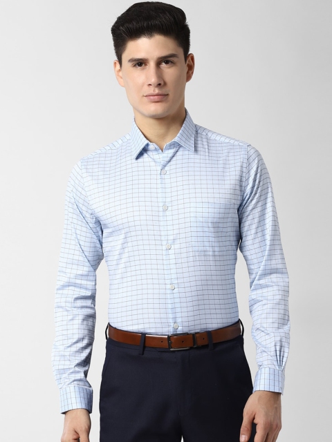 

Peter England Elite Men Blue Slim Fit Checked Formal Shirt